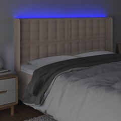 vidaXL gultas galvgalis ar LED, 203x16x118/128 cm, kapučīno cena un informācija | Gultas | 220.lv