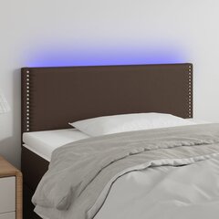 vidaXL gultas galvgalis ar LED, 80x5x78/88 cm, brūna mākslīgā āda цена и информация | Кровати | 220.lv