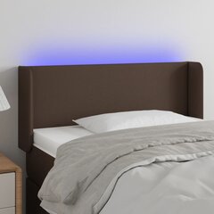 vidaXL gultas galvgalis ar LED, 83x16x78/88 cm, brūna mākslīgā āda cena un informācija | Gultas | 220.lv