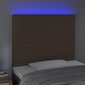 vidaXL gultas galvgalis ar LED, 90x5x118/128 cm, brūna mākslīgā āda цена и информация | Gultas | 220.lv