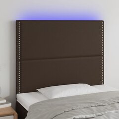 vidaXL gultas galvgalis ar LED, 90x5x118/128 cm, brūna mākslīgā āda цена и информация | Кровати | 220.lv