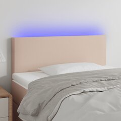 vidaXL gultas galvgalis ar LED, 90x5x78/88 cm, kapučīno mākslīgā āda cena un informācija | Gultas | 220.lv