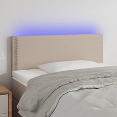 vidaXL gultas galvgalis ar LED, 90x5x78/88 cm, kapučīno mākslīgā āda cena un informācija | Gultas | 220.lv