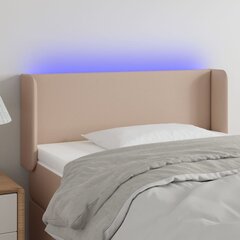 vidaXL gultas galvgalis ar LED, 93x16x78/88 cm, kapučīno mākslīgā āda cena un informācija | Gultas | 220.lv