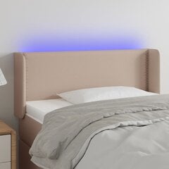 vidaXL gultas galvgalis ar LED, 93x16x78/88 cm, kapučīno mākslīgā āda cena un informācija | Gultas | 220.lv
