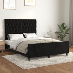 vidaXL gultas rāmis ar galvgali, melns samts, 140x200 cm cena un informācija | Gultas | 220.lv