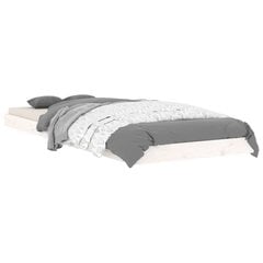 vidaXL gultas rāmis, balts, 75x190 cm, priedes masīvkoks, vienvietīgs цена и информация | Кровати | 220.lv