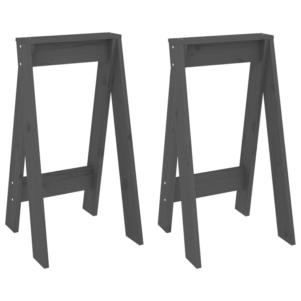 vidaXL taburetes, 2 gab., pelēkas, 40x40x75 cm, priedes masīvkoks cena un informācija | Virtuves un ēdamistabas krēsli | 220.lv