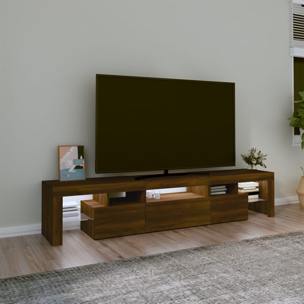 vidaXL TV skapītis ar LED apgaismojumu, ozolkoka krāsa, 200x36,5x40 cm цена и информация | TV galdiņi | 220.lv