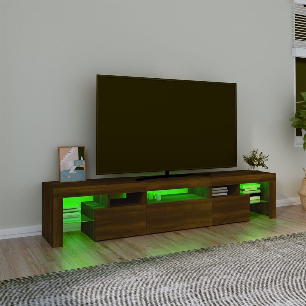 vidaXL TV skapītis ar LED apgaismojumu, ozolkoka krāsa, 200x36,5x40 cm цена и информация | TV galdiņi | 220.lv