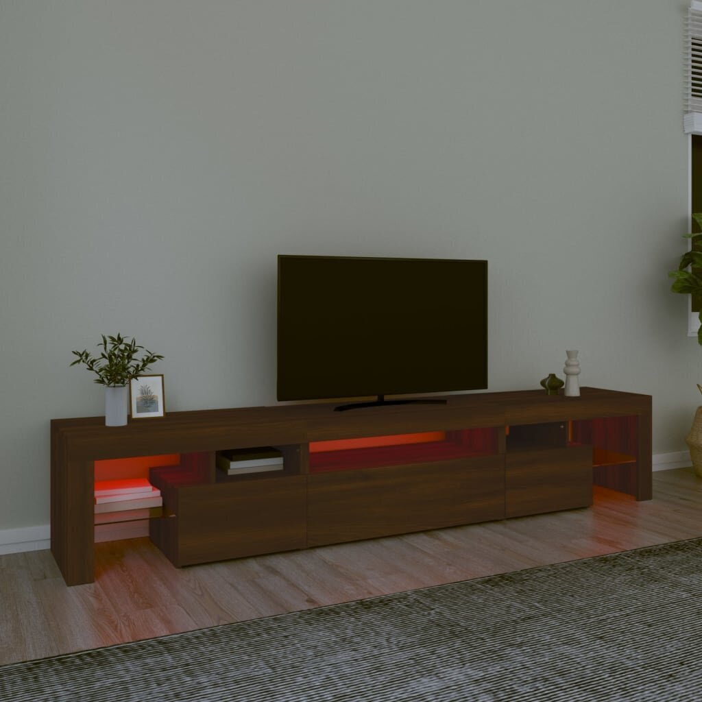 vidaXL TV skapītis ar LED apgaismojumu, ozolkoka krāsa, 215x36,5x40 cm cena un informācija | TV galdiņi | 220.lv