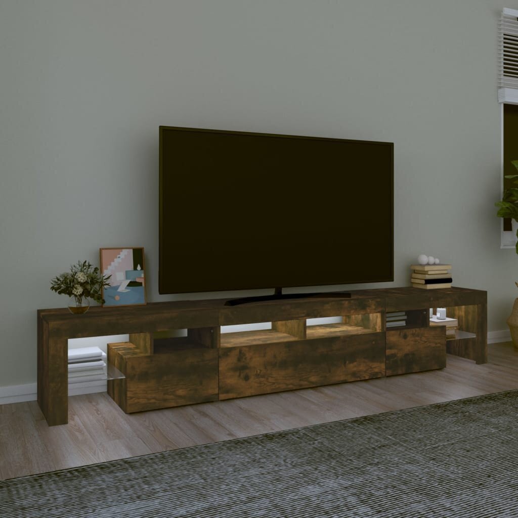vidaXL TV skapītis ar LED apgaismojumu, ozolkoka krāsa, 230x36,5x40 cm цена и информация | TV galdiņi | 220.lv