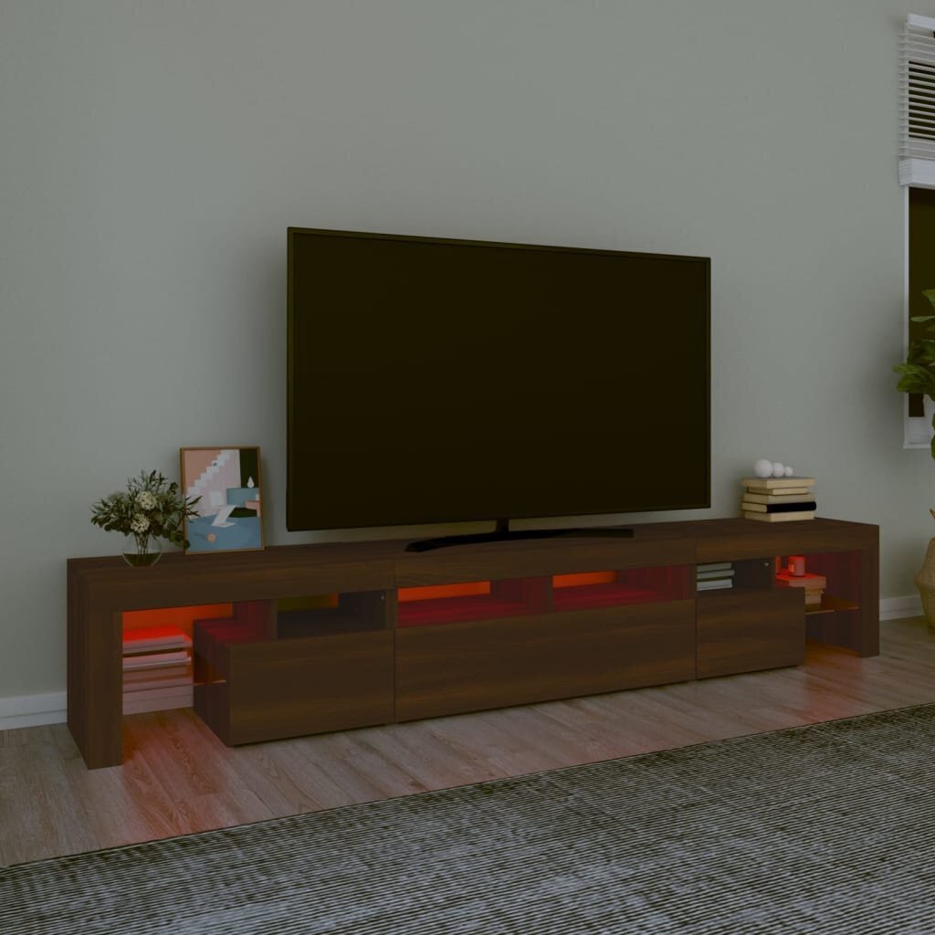 vidaXL TV skapītis ar LED apgaismojumu, ozolkoka krāsa, 230x36,5x40 cm цена и информация | TV galdiņi | 220.lv