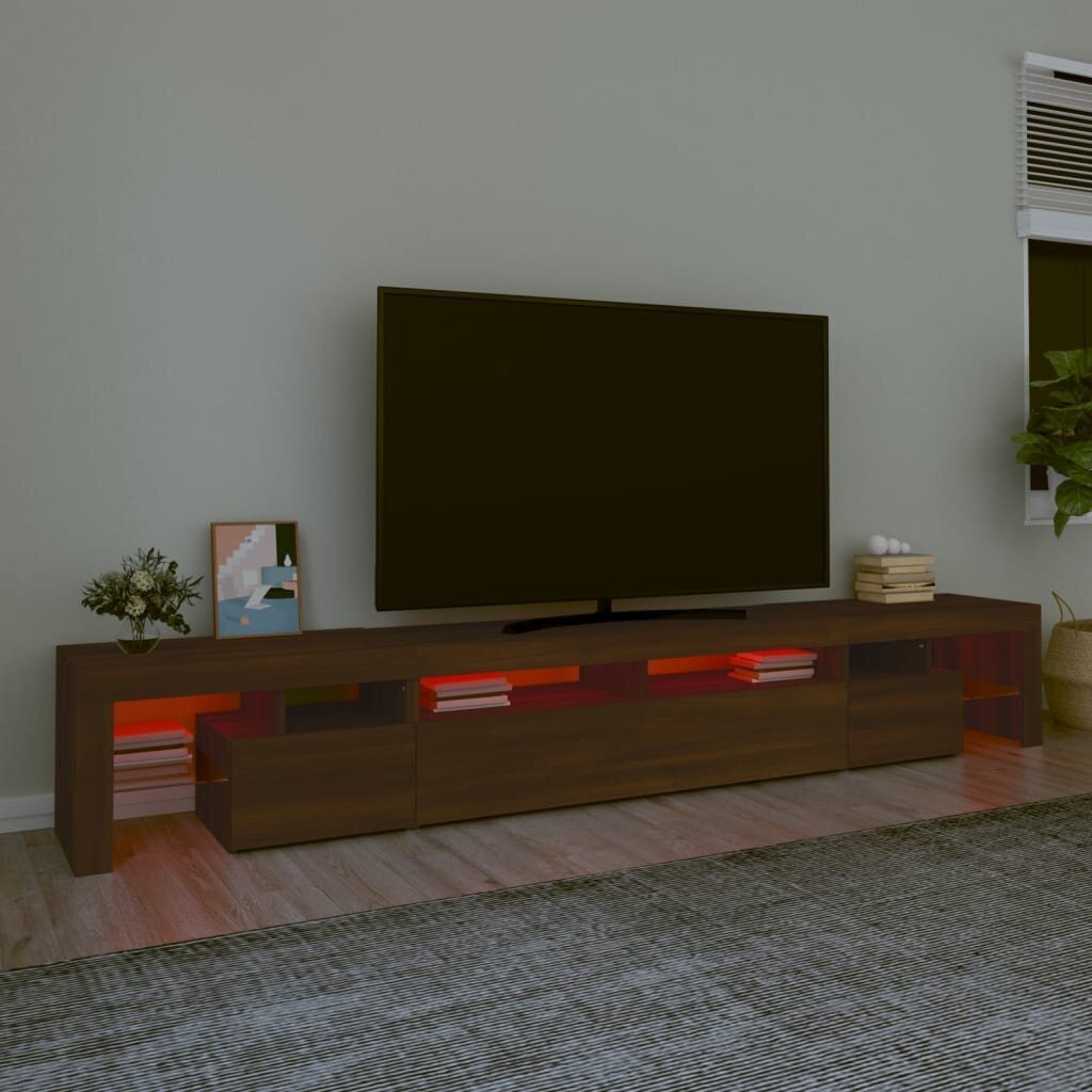 vidaXL TV skapītis ar LED apgaismojumu, ozolkoka krāsa, 260x36,5x40 cm cena un informācija | TV galdiņi | 220.lv