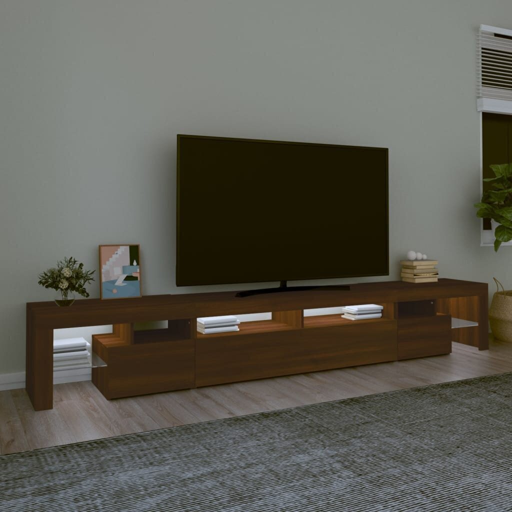 vidaXL TV skapītis ar LED apgaismojumu, ozolkoka krāsa, 260x36,5x40 cm cena un informācija | TV galdiņi | 220.lv