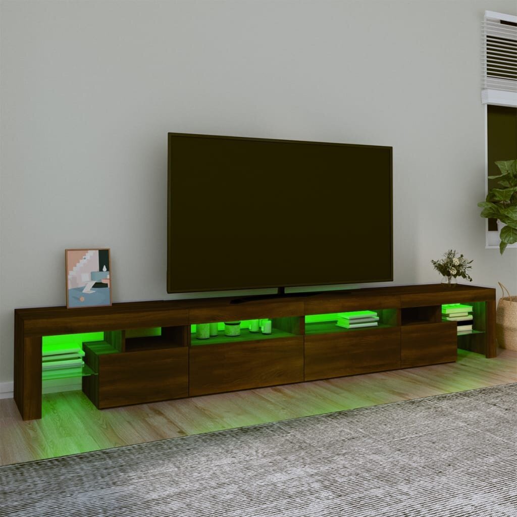 vidaXL TV skapītis ar LED apgaismojumu, ozolkoka krāsa, 280x36,5x40 cm cena un informācija | TV galdiņi | 220.lv