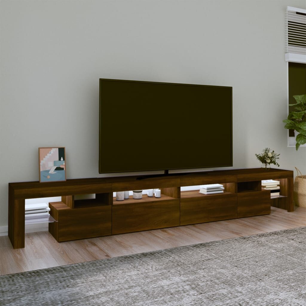 vidaXL TV skapītis ar LED apgaismojumu, ozolkoka krāsa, 280x36,5x40 cm cena un informācija | TV galdiņi | 220.lv