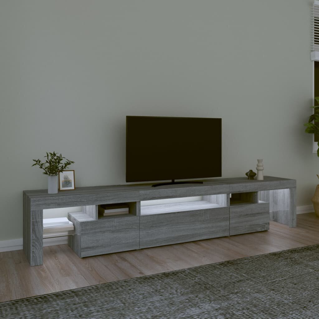 vidaXL TV skapītis ar LED, pelēka ozolkoka krāsa, 215x36,5x40 cm cena un informācija | TV galdiņi | 220.lv