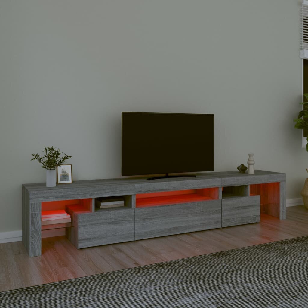 vidaXL TV skapītis ar LED, pelēka ozolkoka krāsa, 215x36,5x40 cm cena un informācija | TV galdiņi | 220.lv