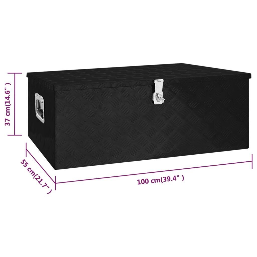 vidaXL uzglabāšanas kaste, melna, 100x55x37 cm, alumīnijs cena un informācija | Veļas grozi un mantu uzglabāšanas kastes | 220.lv