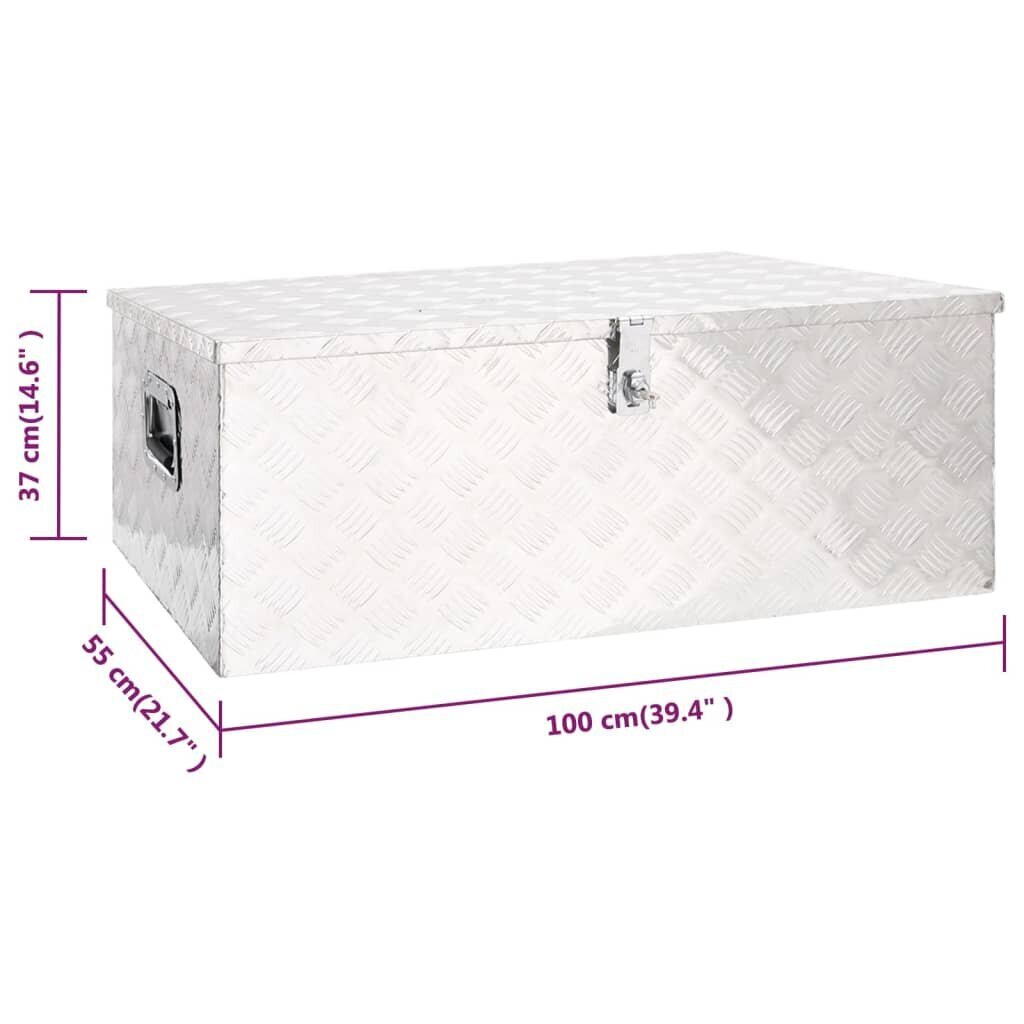 vidaXL uzglabāšanas kaste, sudrabaina, 100x55x37 cm, alumīnijs cena un informācija | Veļas grozi un mantu uzglabāšanas kastes | 220.lv