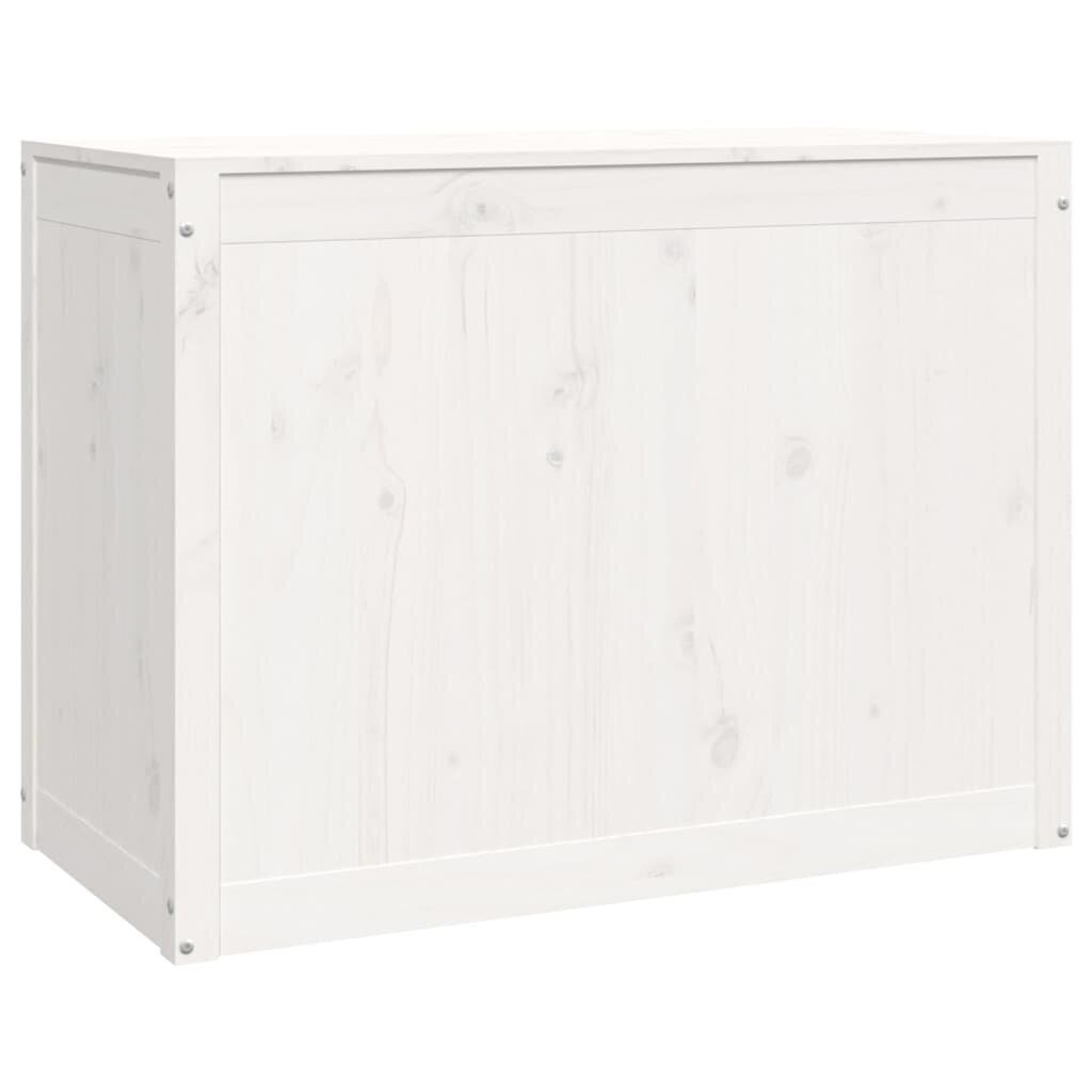 vidaXL veļas kaste, balta, 88,5x44x66 cm, priedes masīvkoks cena un informācija | Vannas istabas aksesuāri | 220.lv