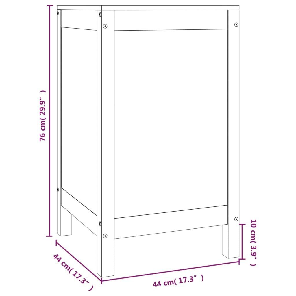 vidaXL veļas kaste, medus brūna, 44x44x76 cm, priedes masīvkoks cena un informācija | Vannas istabas aksesuāri | 220.lv