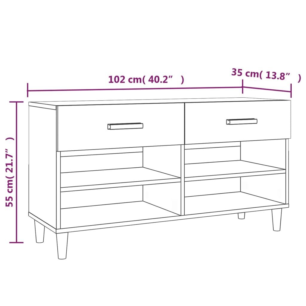 Apavu skapis, 102x35x55cm, balts cena un informācija | Apavu skapji, apavu plaukti, priekšnama soliņi | 220.lv