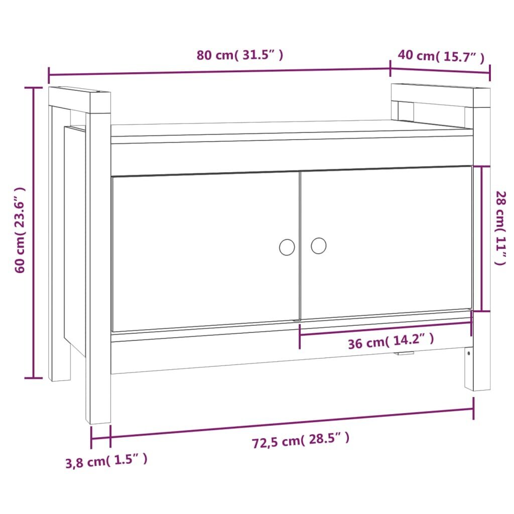 Apavu skapis, 80x40x60cm, melns cena un informācija | Apavu skapji, apavu plaukti, priekšnama soliņi | 220.lv