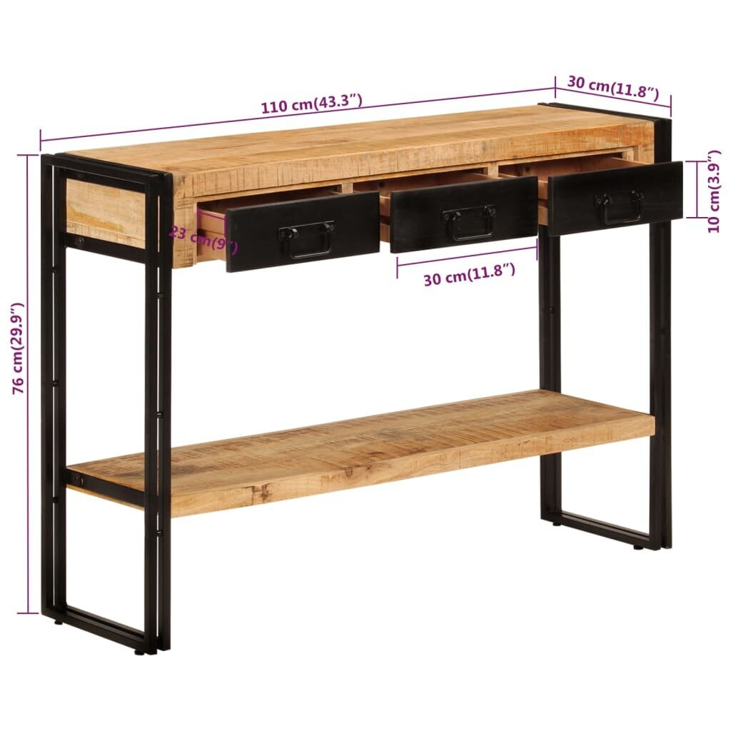 Konsoles galds, 110x30x76cm, brūns цена и информация | Konsoles galdiņi | 220.lv