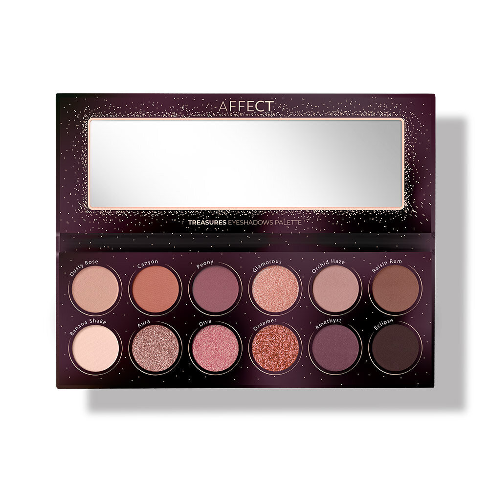 Acu ēnu palete Affect Treasures Eyeshadows Palette, 12x24 g cena un informācija | Acu ēnas, skropstu tušas, zīmuļi, serumi | 220.lv