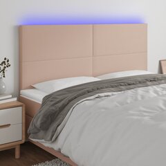 vidaXL gultas galvgalis ar LED, 160x5x118/128cm, kapučīno mākslīgā āda цена и информация | Кровати | 220.lv