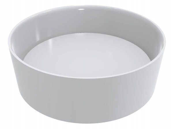 Apaļa izlietne no lieta marmora galda virsmai ar lineāro noteku 45 cm LOLITA, balta cena un informācija | Izlietnes | 220.lv