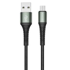 Плетенный тканевый универсальный Micro USB на USB кабель данных и быстрого заряда Jellico B12 3.1A 2 м, черный цена и информация | Кабели и провода | 220.lv