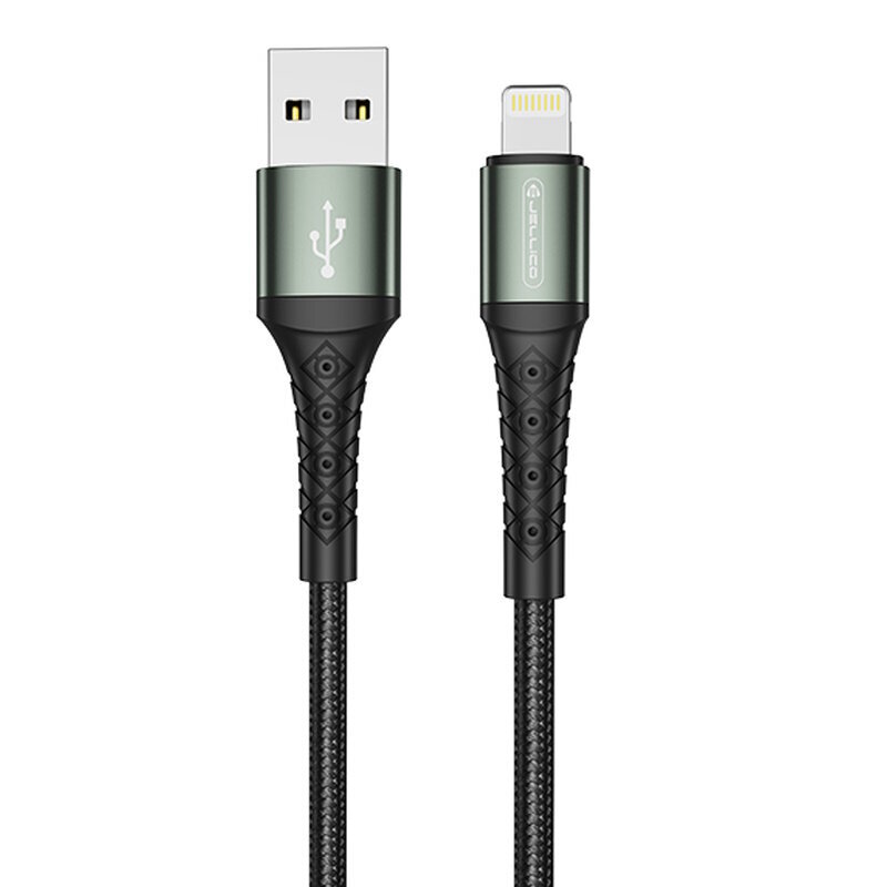 Jellico B12 Neilona Pīts iPhone un iPad Lightning uz USB Datu & Ātrās 3.1A Uzlādes kabelis 2m Melns cena un informācija | Kabeļi un vadi | 220.lv