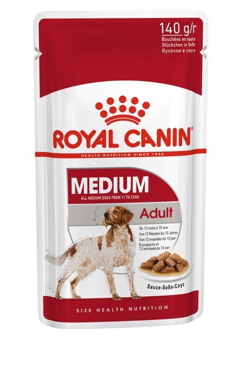 Royal Canin Medium Adult mitrā barība suņiem, 10x140g cena un informācija | Konservi suņiem | 220.lv