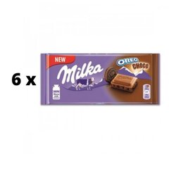 Šokolādes MILKA, Oreo Choco, ar kakao pildījumu un kakao cepumu gabaliņiem, 100g x 6 gab. iepakojums cena un informācija | Saldumi | 220.lv