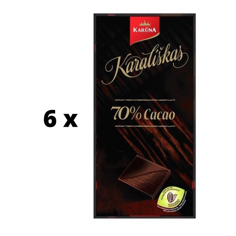 Šokolāde ROYAL, 70% kakao, 100 g x 6 gab. iepakojums цена и информация | Saldumi | 220.lv