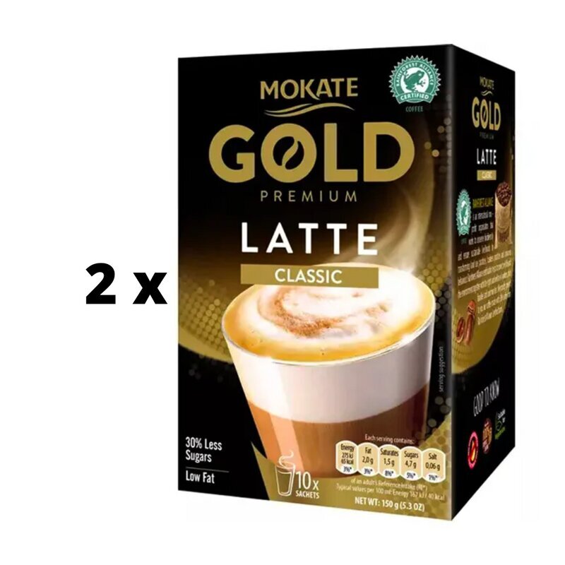 Kafijas dzēriens MOKATE Gold Premium Latte Classic, 10 x 14g x 2 gab. iepakojums цена и информация | Kafija, kakao | 220.lv