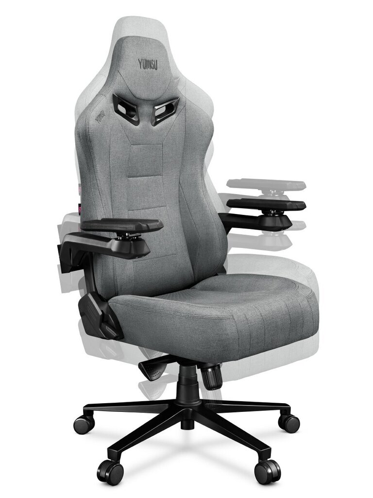 Datora krēsls Yumisu 2049 Cloud Black, datorspēļu spēlētājiem, auduma apdare, gaiši pelēks ar melnu apdari цена и информация | Biroja krēsli | 220.lv