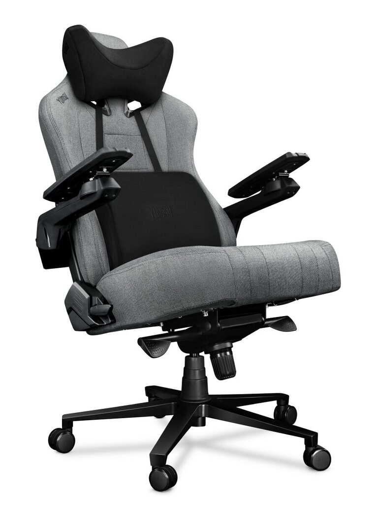 Datora krēsls Yumisu 2049 Cloud Black, datorspēļu spēlētājiem, auduma apdare, gaiši pelēks ar melnu apdari цена и информация | Biroja krēsli | 220.lv