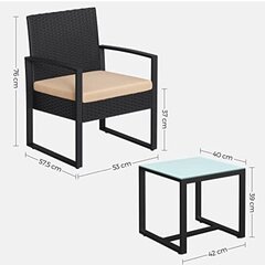 Обеденный гарнитур со столом и 2 стульями цена и информация | Комплекты уличной мебели | 220.lv