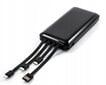 Power Bank 10000 mAh ar USB portu un 4 iebūvētiem kabeļiem цена и информация | Lādētāji-akumulatori (Power bank) | 220.lv