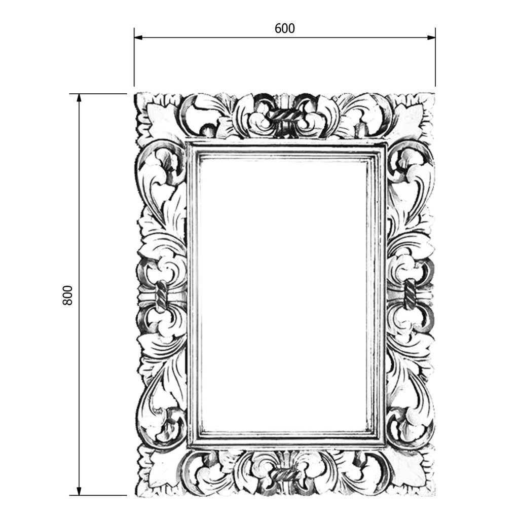 Vannasistabas spogulis, koka rāmis, ar rokām grebts, 60x80 cm, SAMBLUNG vecināts zelts cena un informācija | Vannas istabas spoguļi | 220.lv