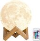 LED RGB mēness lampa ar tālvadības pulti - Mēness 3D nakts lampa Moon 21cm GOAPA cena un informācija | Galda lampas | 220.lv
