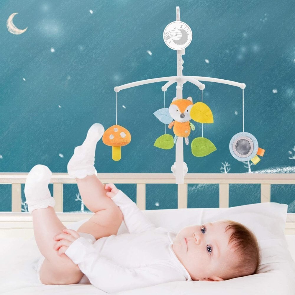 Lean toys Mobilais zīdaiņu gultiņas karuselis plīša lapsas цена и информация | Rotaļlietas zīdaiņiem | 220.lv