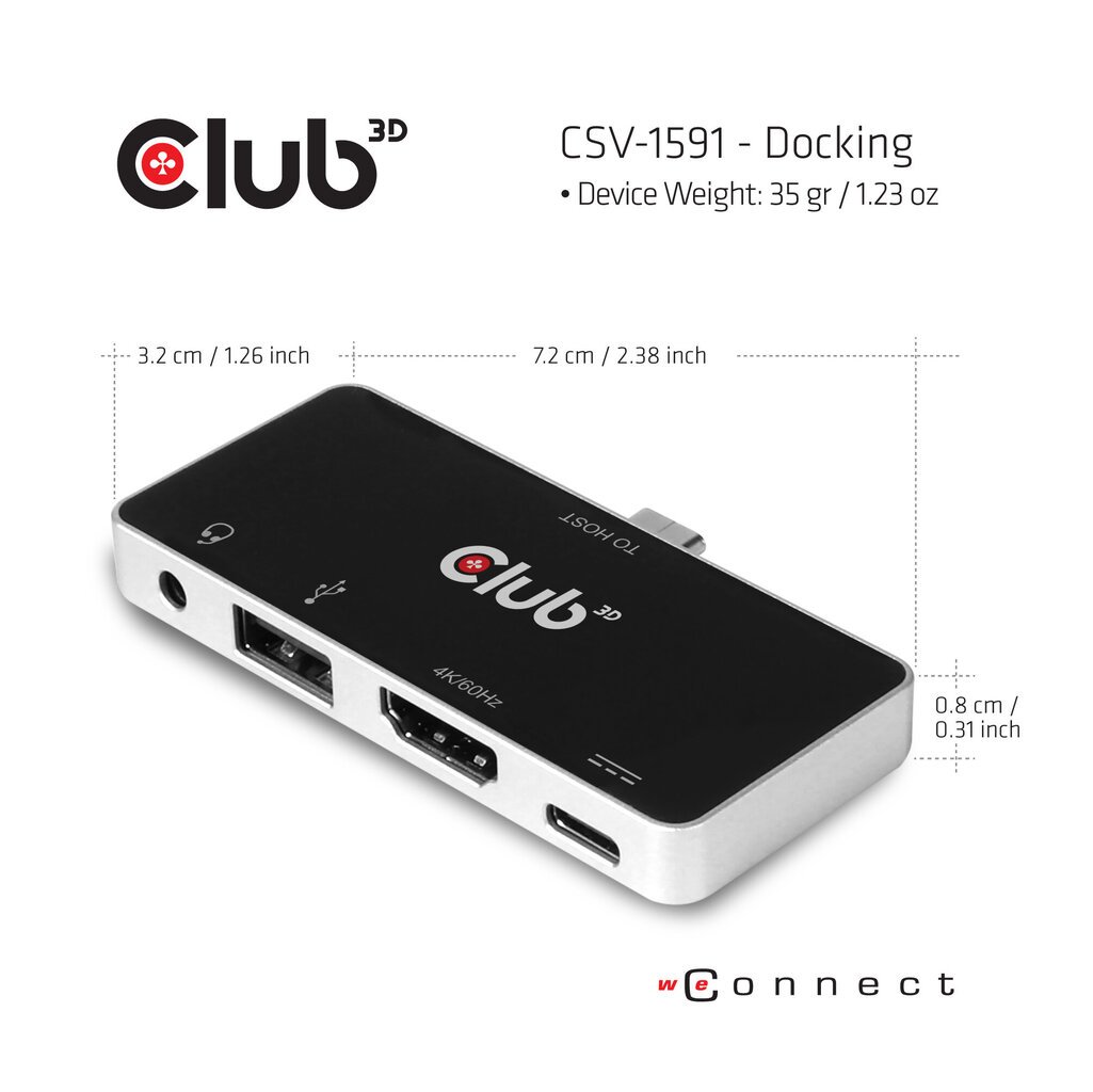 Club3D USB Type C 4-in-1 Hub - Docking Station - HDMI cena un informācija | Adapteri un USB centrmezgli | 220.lv