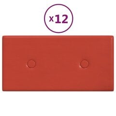 Sienas paneļi, 12 gab., sarkans, 30x15cm, mākslīgā āda, 0,54m² cena un informācija | Griestu, sienu dekoru elementi | 220.lv