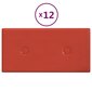 Sienas paneļi, 12 gab., sarkans, 30x15cm, mākslīgā āda, 0,54m² cena un informācija | Griestu, sienu dekoru elementi | 220.lv