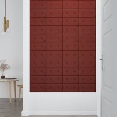 Sienas paneļi, 12 gab., sarkanvīna krāsā, 30x15cm, mākslīgā āda, 0,54m² cena un informācija | Griestu, sienu dekoru elementi | 220.lv
